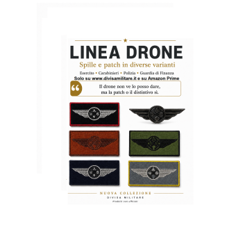 Patch Brevetto Pilota Drone 8 × 4 cm contorno blu a velcro Divisa Militare