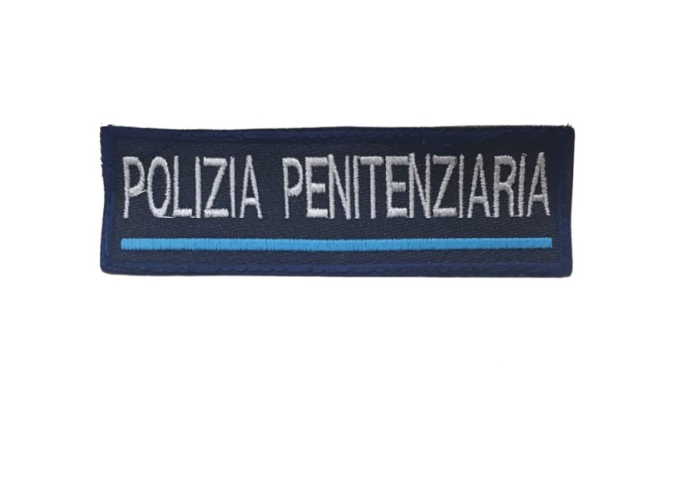Patch etichetta con velcro Polizia Penitenziaria cm 10 x 3 Divisa Militare