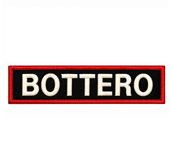 Patch personalizzata base nera, contorno rosso cm 12 x 3 Divisa Militare