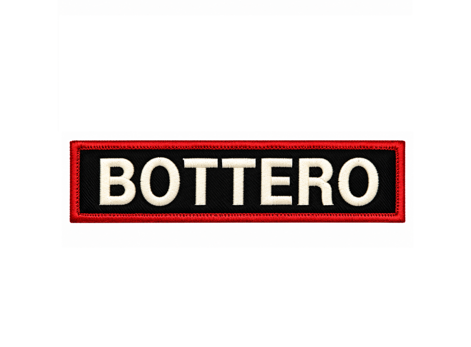 Patch personalizzata base nera, contorno rosso cm 12 x 3 Divisa Militare