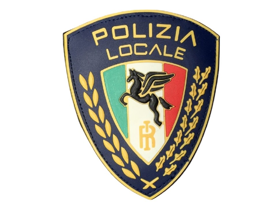 Patch Polizia Locale Pegaso oro cm 7 x 9 circa Divisa Militare