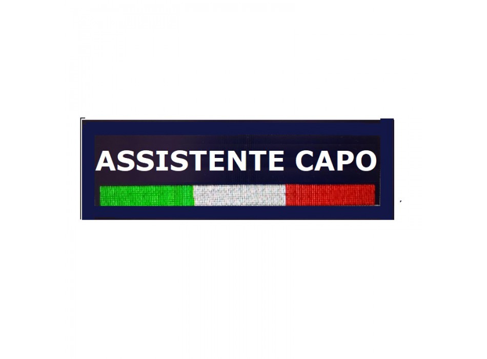 Patch scritta assistente capo ricamata con velcro e tricolore polizia locale Divisa Militare