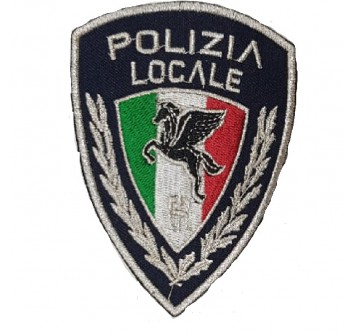 Patch toppa con velcro Polizia Locale Pegaso argento Divisa Militare