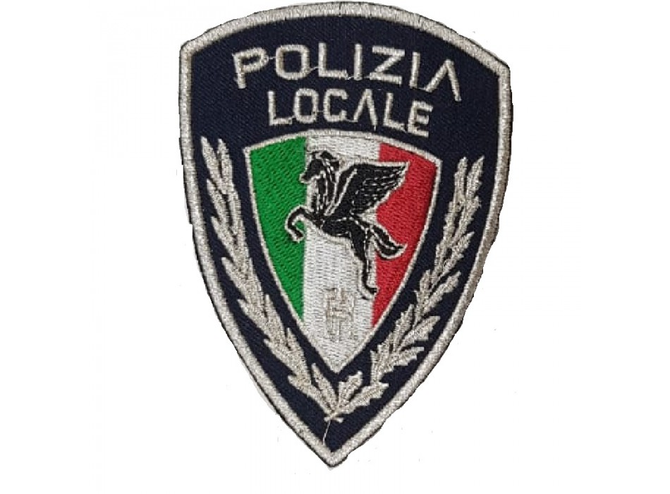 Patch toppa con velcro Polizia Locale Pegaso argento Divisa Militare