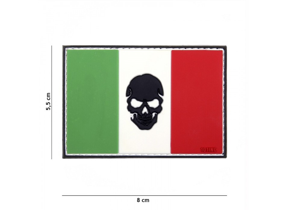 Patch toppa rettangolare Italia e teschio Divisa Militare