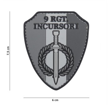 Patch toppa scudetto gommato 9 rgt incursori grigio Divisa Militare