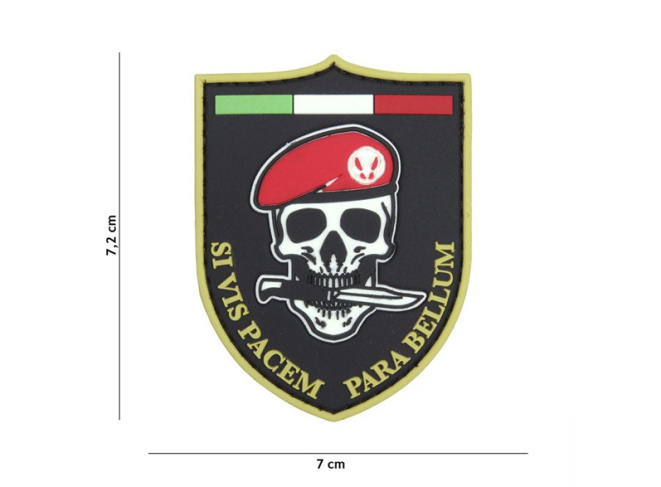 Patch toppa scudetto gommato paracadutisti folgore si vis pacem para bellum nera Divisa Militare