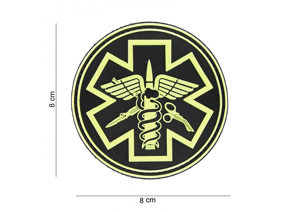 Patch toppa scudetto gommato paramedico nero/giallo Divisa Militare