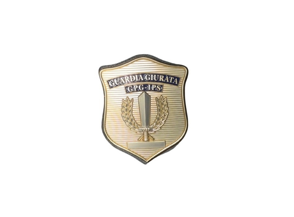 Placca oro GPG IPS – Guardia Giurata Particolare Incisione Personalizzata Inclusa  Divisa Militare