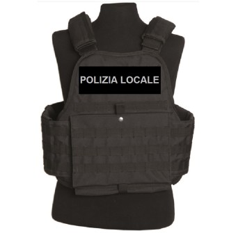 Plate carrier nero tattico a molle gilet Polizia Locale Divisa Militare