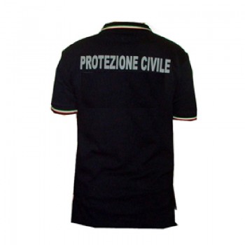 Polo blu maniche corte con tricolore protezione civile Divisa Militare