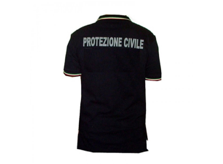 Polo blu maniche corte con tricolore protezione civile Divisa Militare