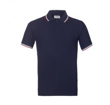 Polo blu maniche corte con tricolore Divisa Militare