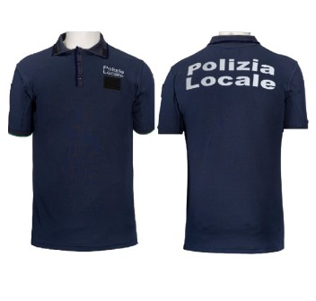 Polo polizia locale manica corte scritta rifrangente Divisa Militare