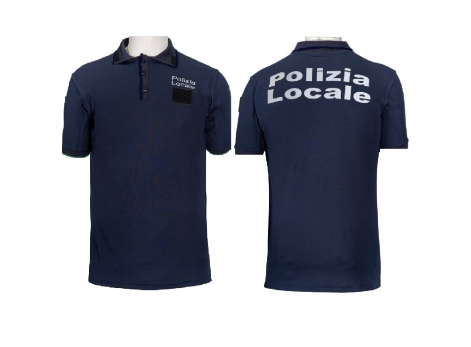 Polo polizia locale manica corte scritta rifrangente Divisa Militare