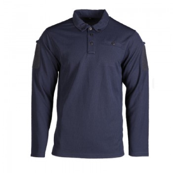 Polo tattica maniche lunghe con portapenne e velcro su maniche blu Divisa Militare