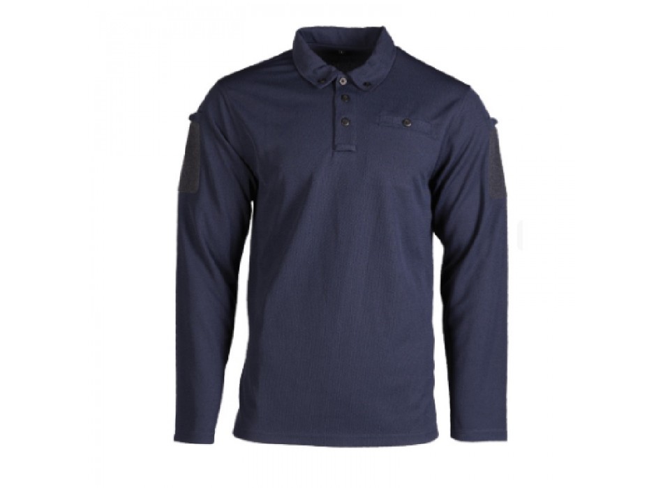 Polo tattica maniche lunghe con portapenne e velcro su maniche blu Divisa Militare