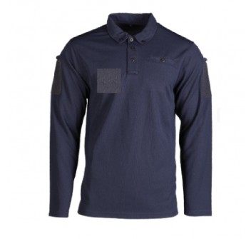 Polo tattica maniche lunghe con portapenne e velcro su maniche e velcro petto blu Divisa Militare