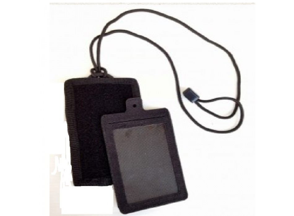 Porta badge da collo velcrabile id card case nero Divisa Militare