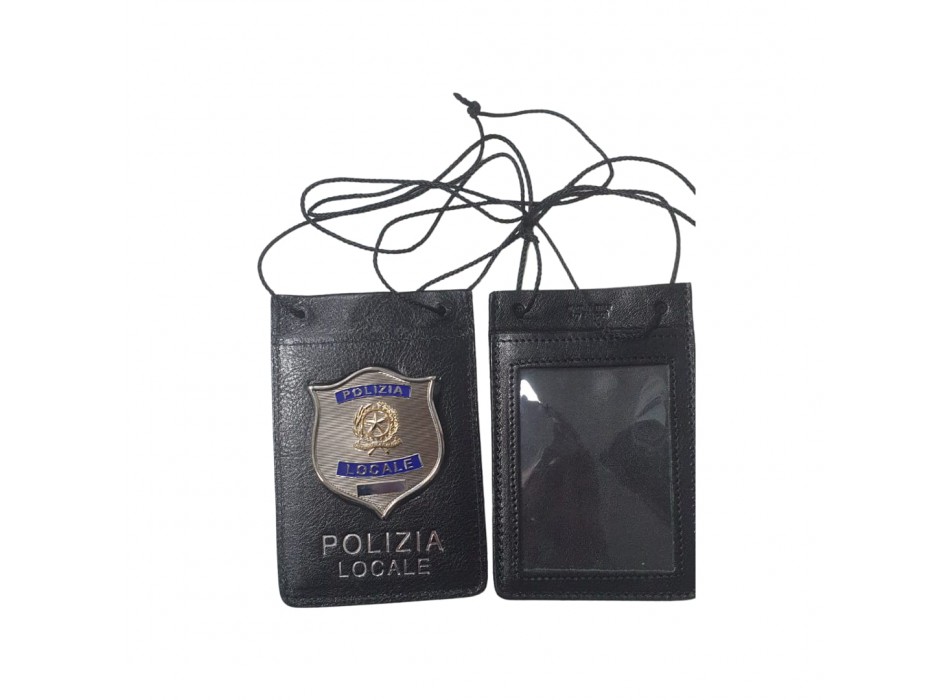 Porta placca da collo e tesserino Polizia Locale Repubblica italiana Divisa Militare