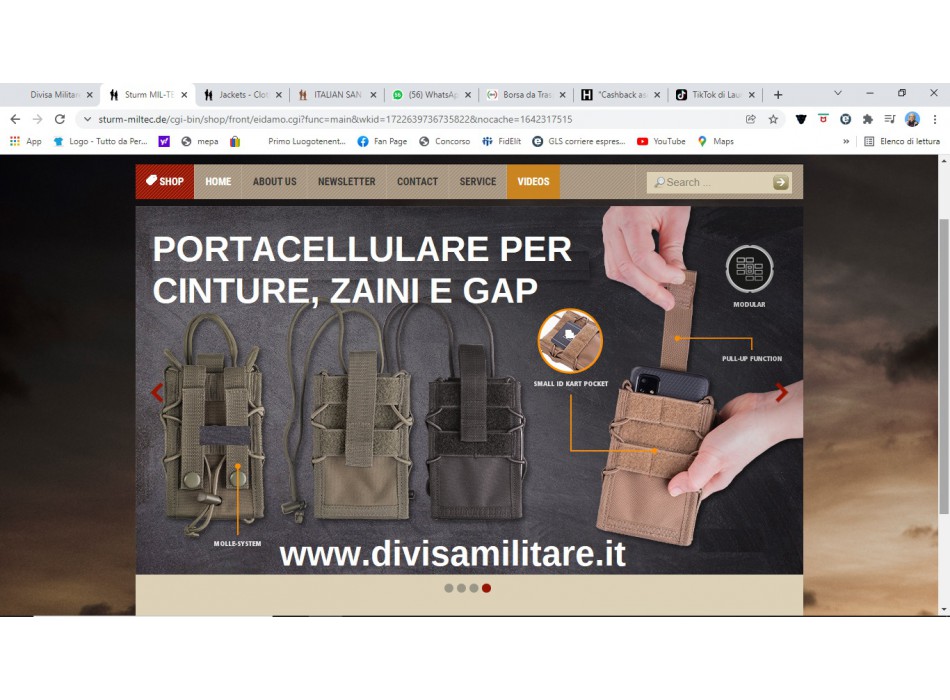 Portacellulare a molle nero  Divisa Militare