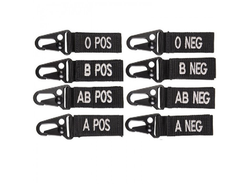 Portachiavi moschettone gruppo sanguigno in cordura Divisa Militare