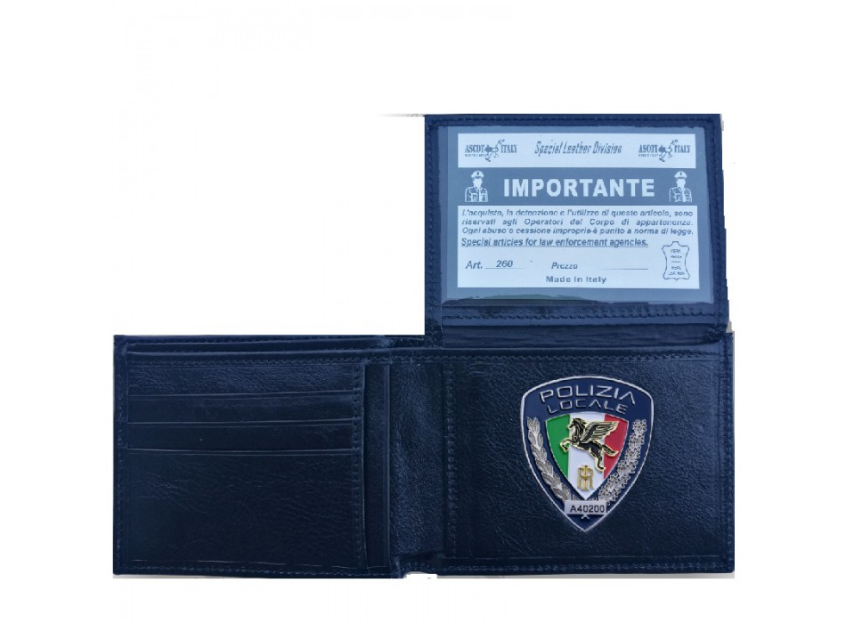 Portafogli classico con placca Polizia Locale Pegaso ascot 260 Divisa Militare