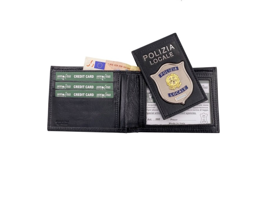 Portafogli con patella estraibile con placca scudo polizia locale Divisa Militare