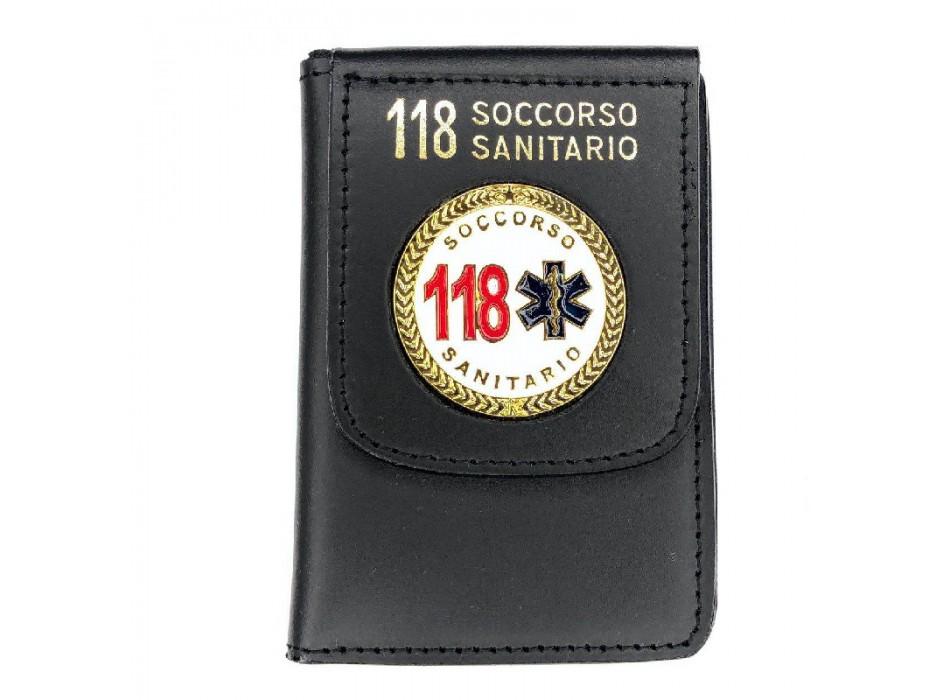 Portafogli con placca 118 soccorso sanitario tonda Divisa Militare