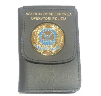 Portafogli con placca AEOP associazione europea operatori di polizia Divisa Militare