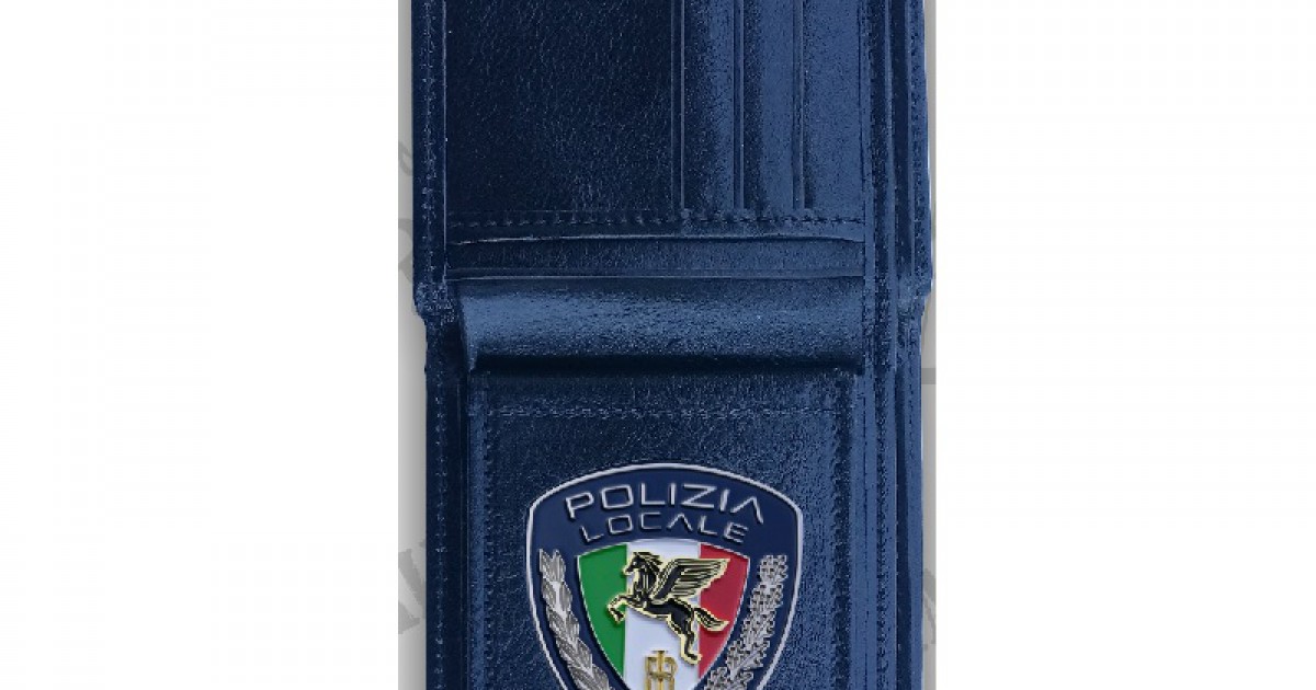 Portafogli placca estraibile polizia locale pegaso tricolore 560