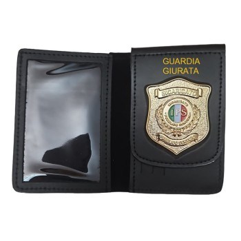 Portafogli con placca IPS Incaricato di pubblico servizio con scritta Guardia Giurata Divisa Militare