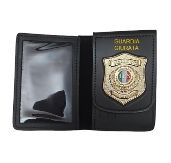 Portafogli con placca IPS Incaricato di pubblico servizio con scritta Guardia Giurata Divisa Militare