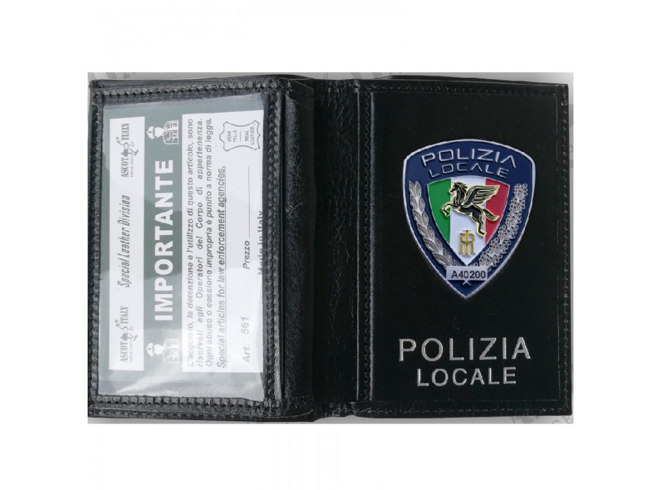 Portafogli con placca occulta Polizia Locale Pegaso ascot 561 Divisa Militare