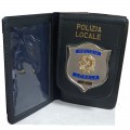 Portafogli con placca polizia locale stemma repubblica italiana