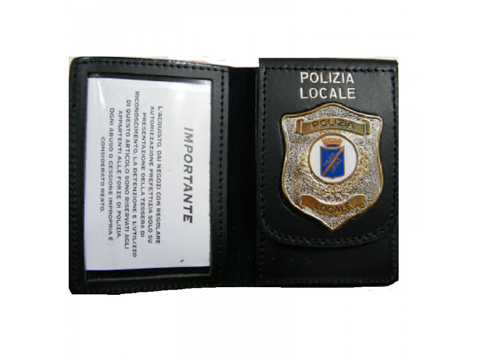 Portafogli con placca Polizia Locale oro