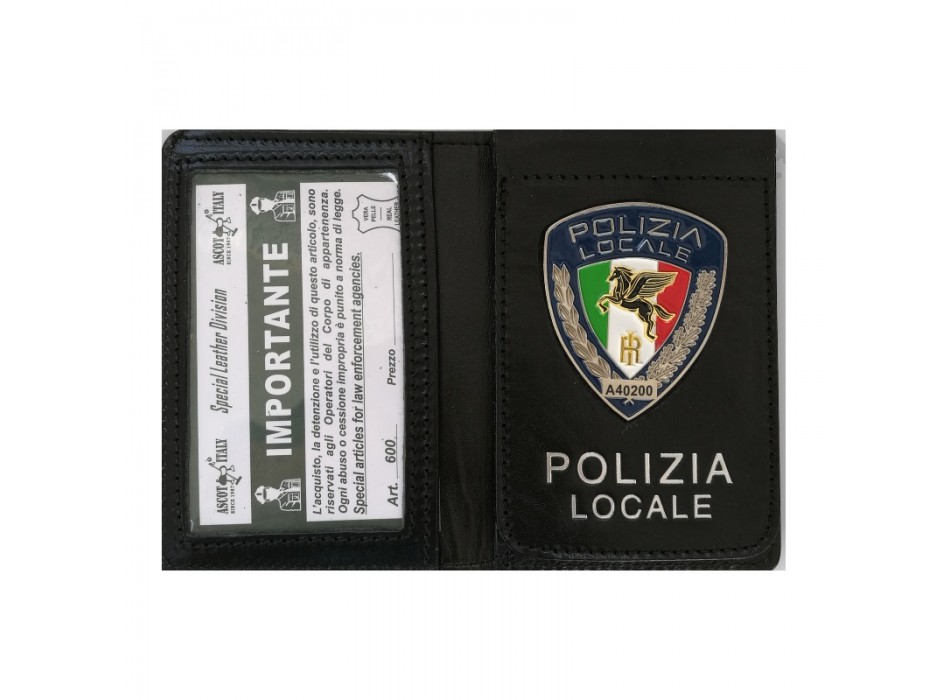 Portafogli con placca Polizia Locale Pegaso ascot 600 Divisa Militare