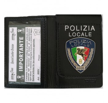 Portafogli con placca Polizia Locale Pegaso ascot 600v Divisa Militare