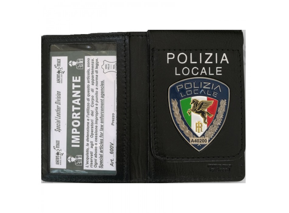 Portafogli con placca Polizia Locale Pegaso ascot 600v Divisa Militare