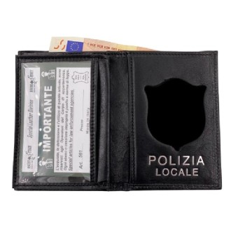 Portafogli con placca Polizia Locale stemma delle repubblica 561 Divisa Militare