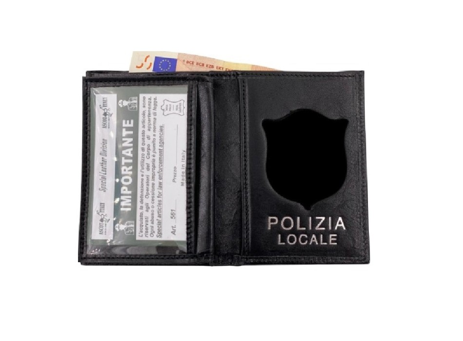 Portafogli con placca Polizia Locale stemma delle repubblica 561 Divisa Militare