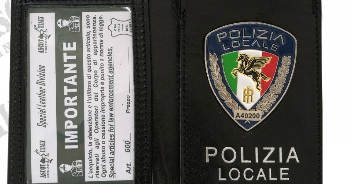 Portatesserino placca polizia locale pegaso tricolore 601