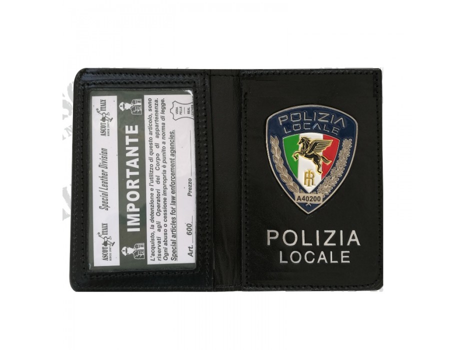 Portafogli con placca scudo Polizia Locale Pegaso ascot 601 Divisa Militare