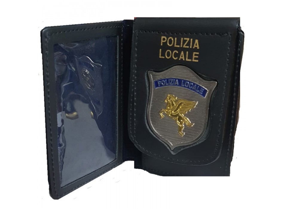 Portafogli con placca scudo Polizia Locale Pegaso