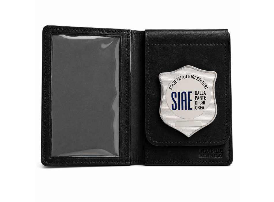 Portafogli con placca SIAE argento personalizzabile patella estraibile 560  Divisa Militare