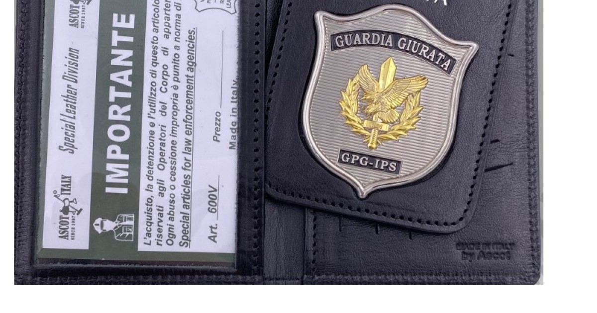 Portafogli gpg ips guardia giurata placca pattella fissa scritta in alto