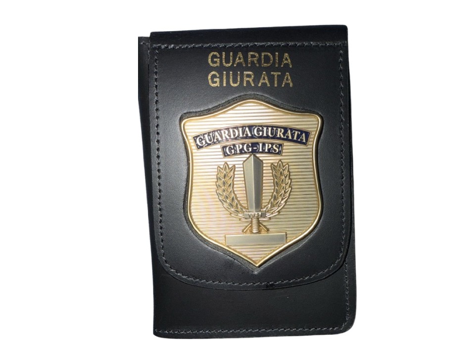 Portafogli placca oro GPG IPS – Guardia Giurata Particolare Incisione Personalizzata Inclusa  Divisa Militare