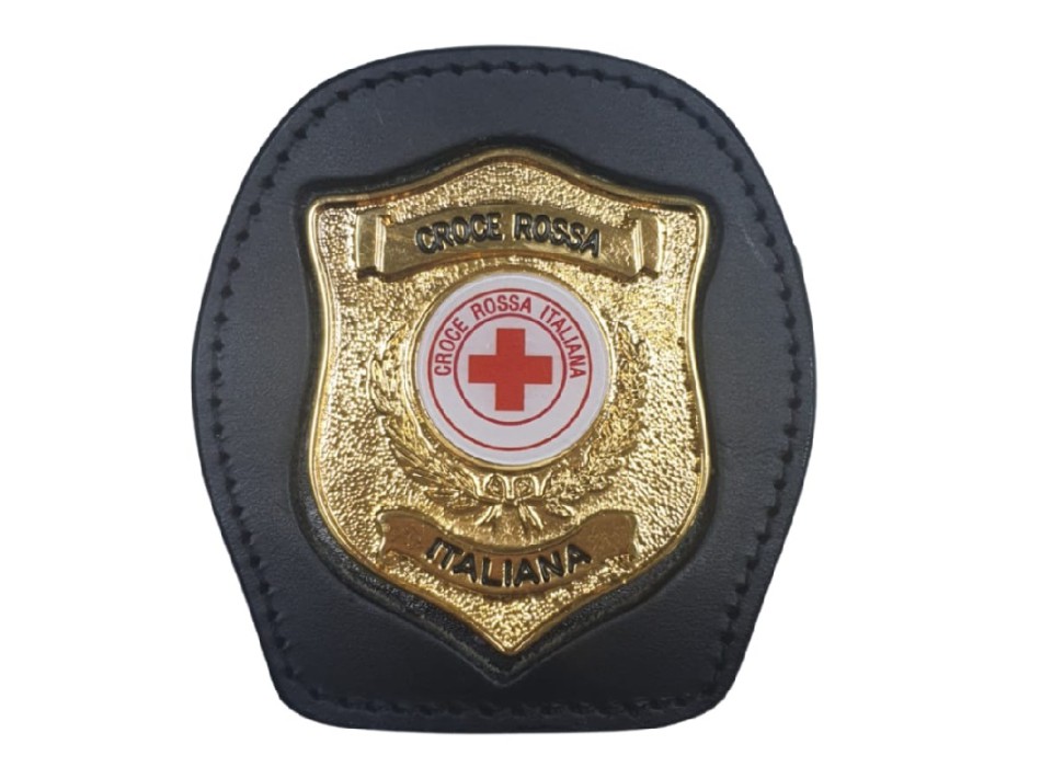 Portaplacca da cintura con placca Croce Rossa ovale Divisa Militare