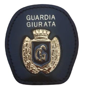 Portaplacca da cintura con placca Guardia Giurata corona Divisa Militare