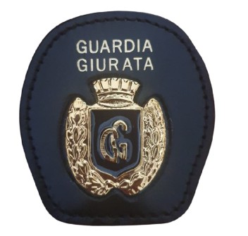 Portaplacca da cintura con placca Guardia Giurata corona Divisa Militare
